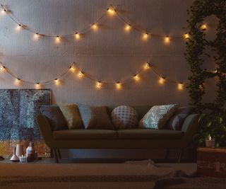 String lights indoors in a modern home