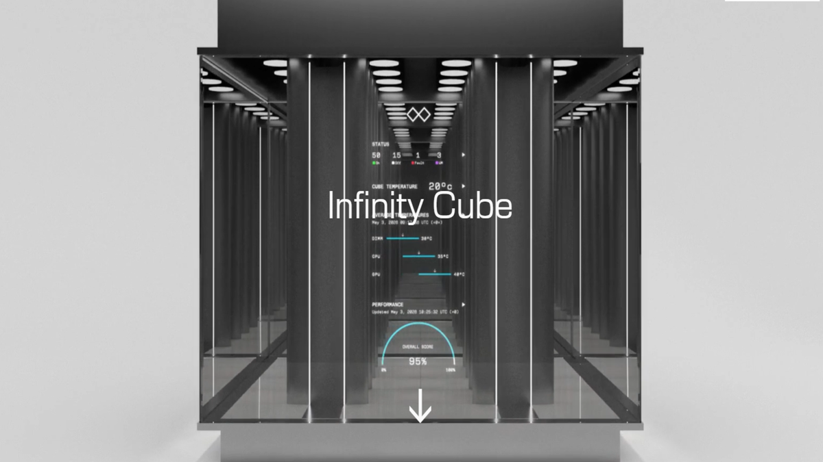 Nvidia partner wants to 'beautify' data centers with the Infinity Cube concept — plans to cram 86TB DDR5 and 224 B200 GPU in a liquid-cooled 14ft cube