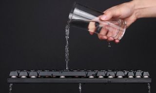 Spilling water on a keyboard