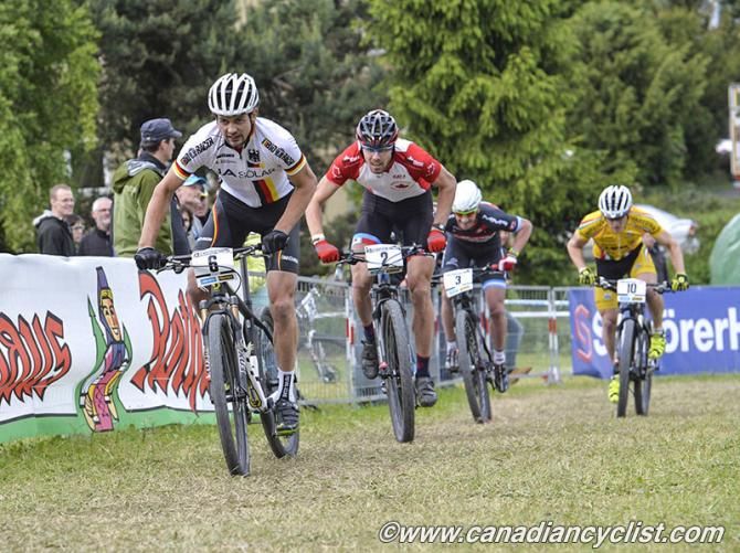 Heiko Gutmann (Team Germany) leading Leandre Bouchard (Team Canada)