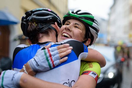 Elena Cecchini celebrates her overall win