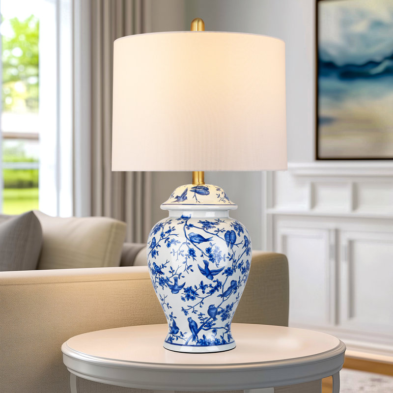 Mfyj 23.6'' Chinoiserie Ceramic Table Lamp Blue and White Porcelain Lamp for Nightstand &amp;amp; Reviews | Wayfair