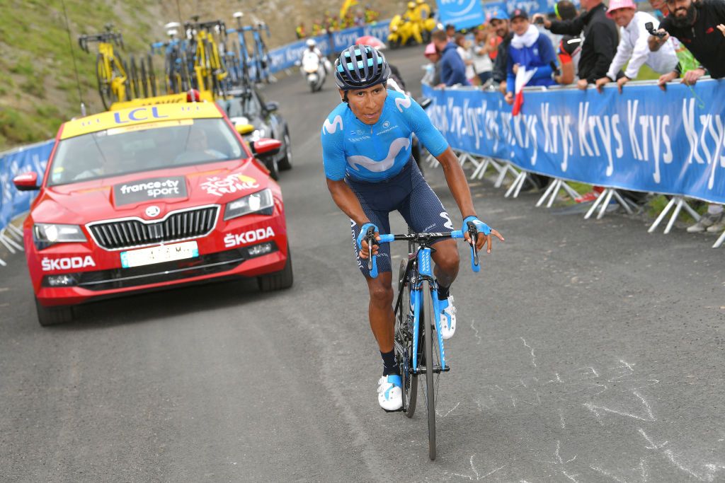 SAINT-LARY-SOULAN - COL DU PORTET, FRANCE - JULY 25: Nairo Quintana of Colombia and Movistar Team / during the 105th Tour de France 2018, Stage 17, a 67km stage from Bagneres-de-Luchon to Saint-Lary-Soulan - Col du Portet 2215m / TDF / on July 25, 2018 in Saint-Lary-Soulan - Col du Portet, France. (Photo by Tim de Waele/Getty Images)