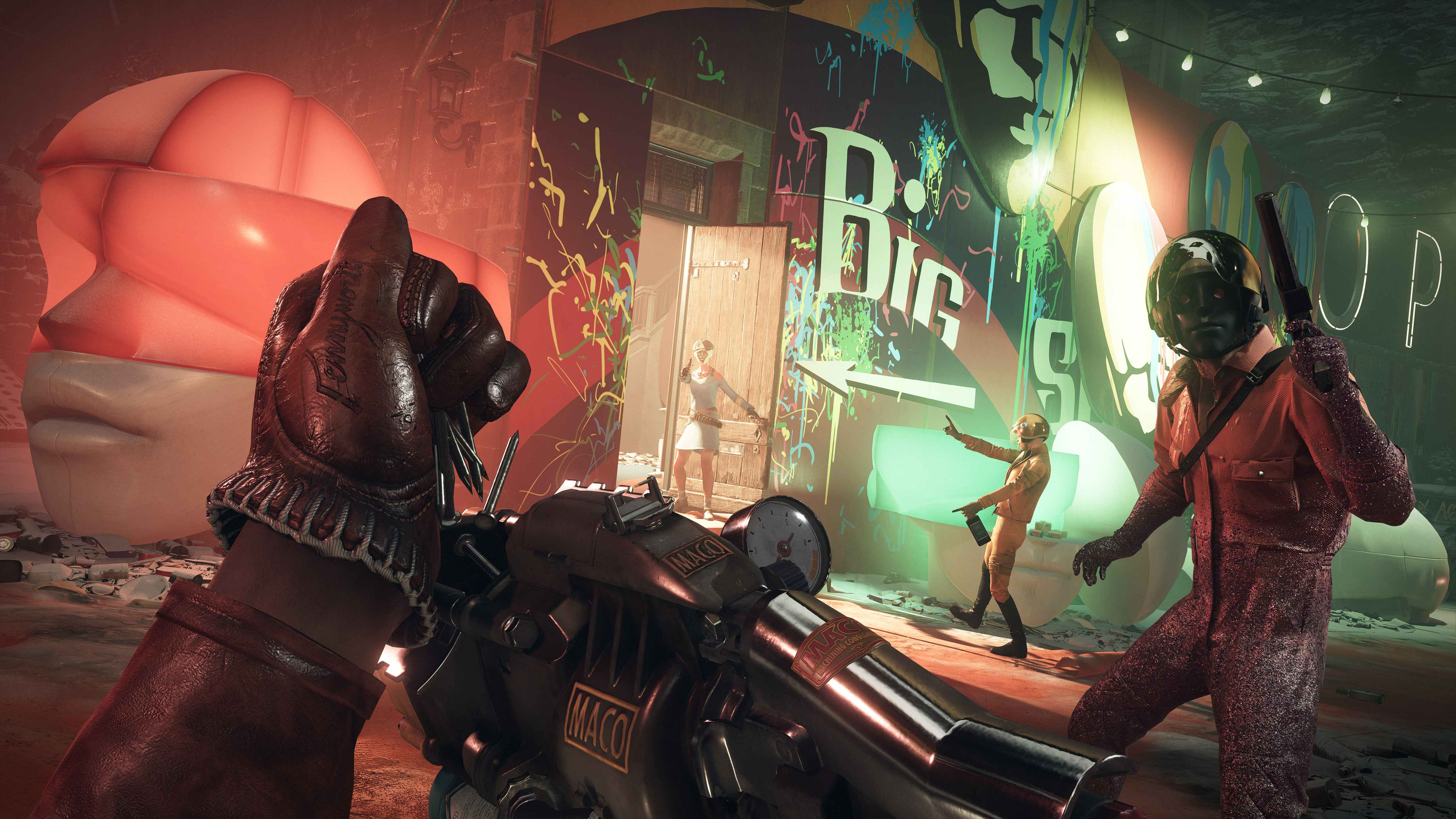 A screenshot of action in Deathloop on PS5.