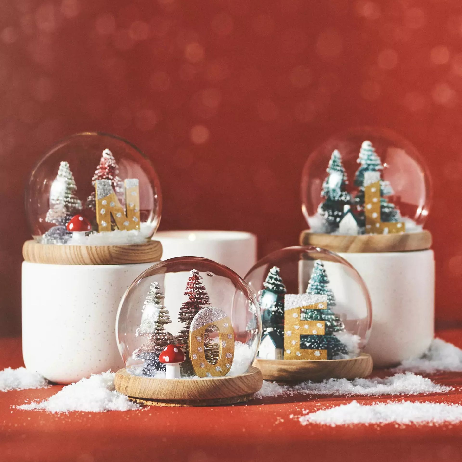 Anthropologie monogram snow globe candles