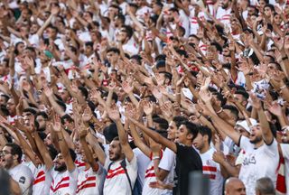 Fans of Zamalek show their support during a derby against Al-Ahly in July 2023.