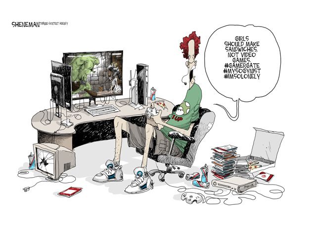 Editorial cartoon Gamergate misogyny