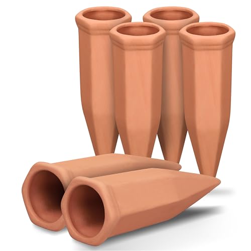 Soilagua Large Terracotta Plant Self Watering Spikes, Automatic Plant Waterer Indoor Outdoor Use, Vacation Clay Watering Devices System, Slow Release Self Watering Planter Insert, 6 Pack