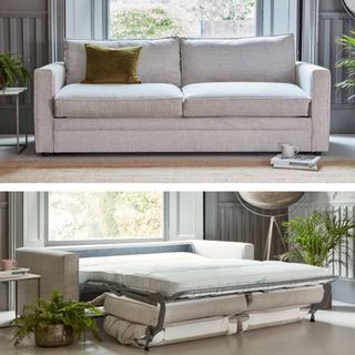 The Darlings of Chelsea Bromley sofa bed in a living room with panelled walls - tried and tested review