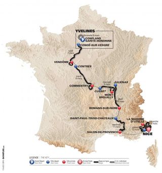 Full route map of the 2016 Paris-Nice