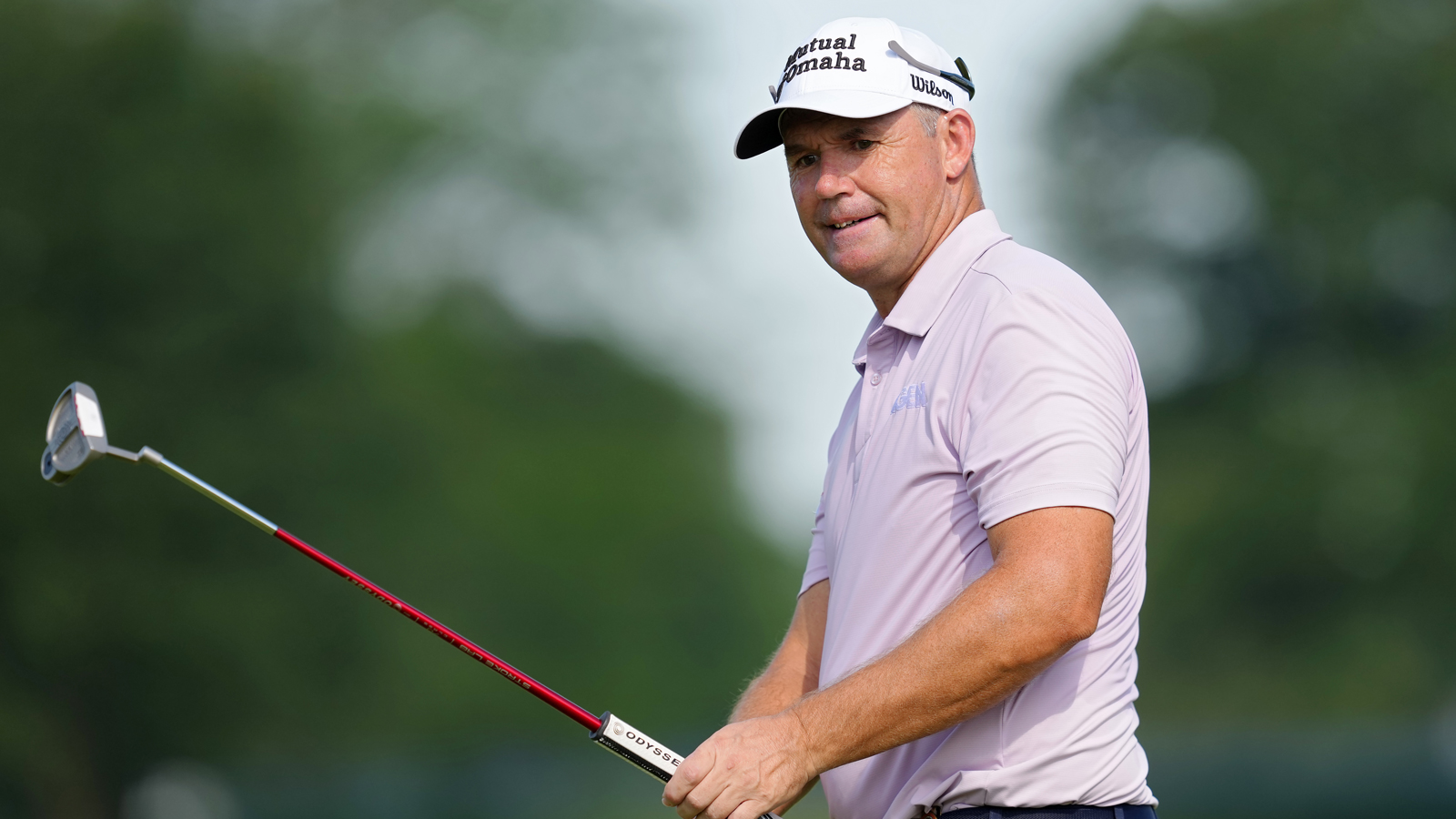 Padraig Harrington reacts to a missed putt