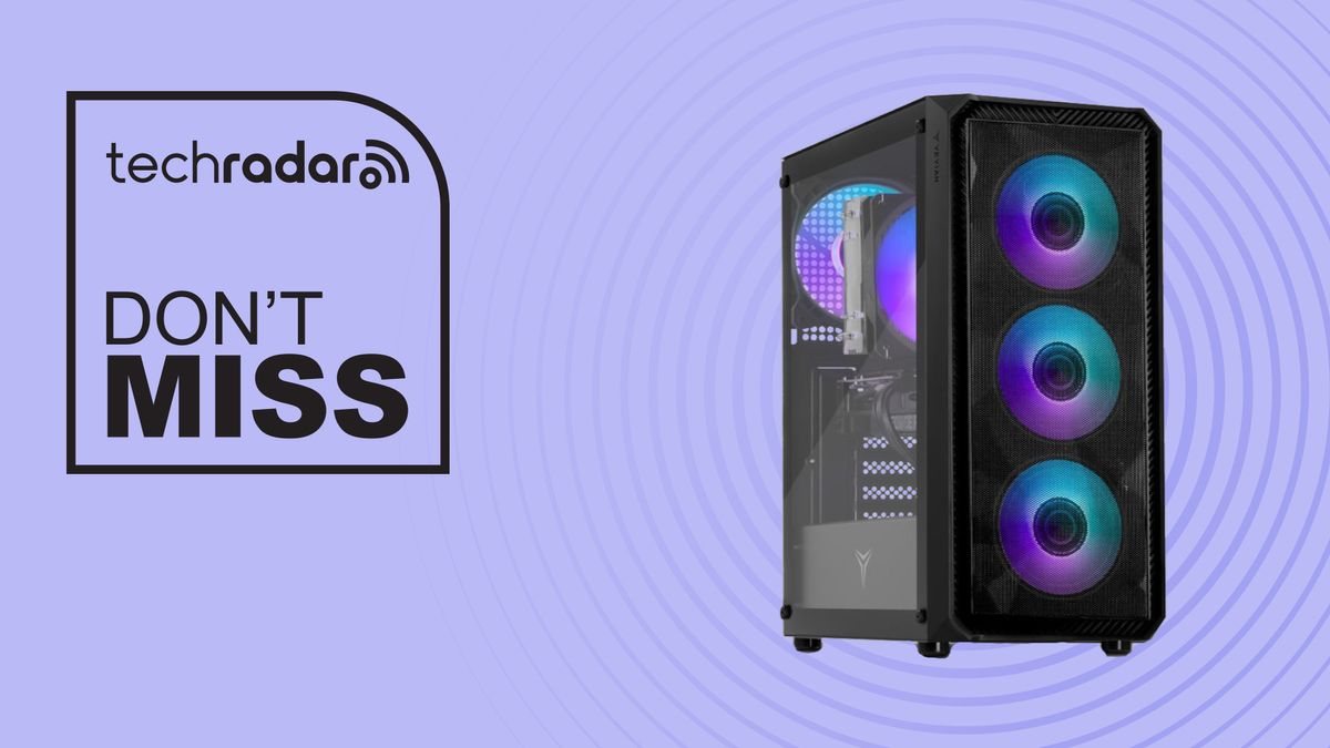 Yeyian Tanto gaming PC on purple background with don&#039;t miss text overlay