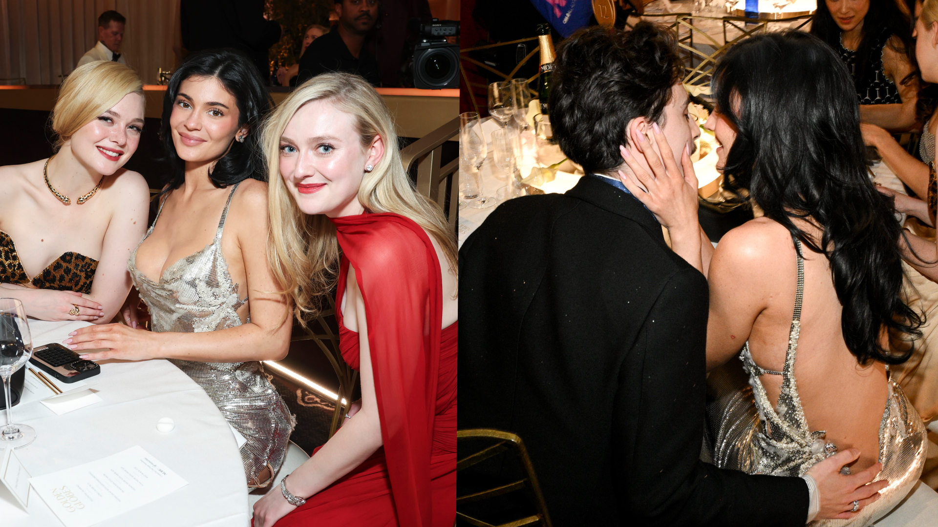 Kylie Jenner Sneaks Into the 2025 Golden Globes With Timothe Chalametand  Elizabeth Hurley's Versace Dress | Marie Claire