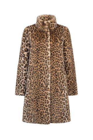 Millie Coat Luxe Faux Leopard Fur Neutral