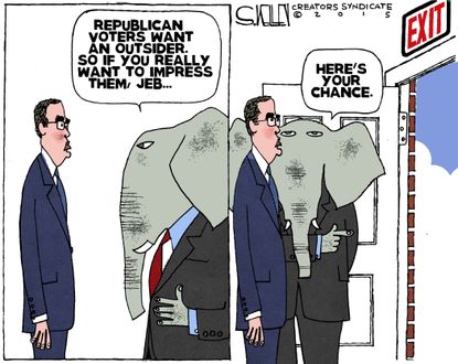 Political cartoon U.S. Jeb Bush Voters Outsider