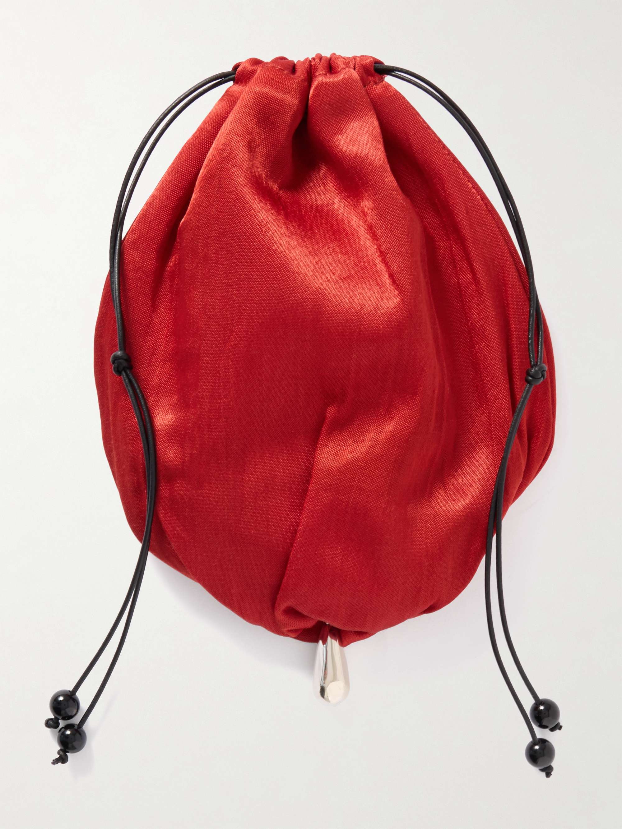 Teardrop Embellished Satin Drawstring Pouch