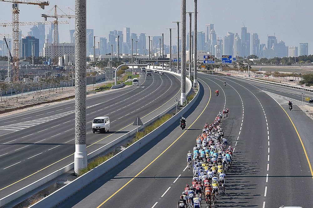 The peloton in action during the final stage at Tour of Qatar