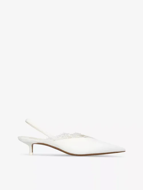Irena Sling 80 Lace-Trim Satin Heeled Mules