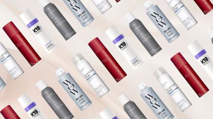 Arkive, Living Proof, K18, Olaplex and Color Wow dry shampoos in a repeating pattern