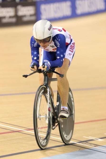 American Cari Higgins in the Omnium 500m time trial