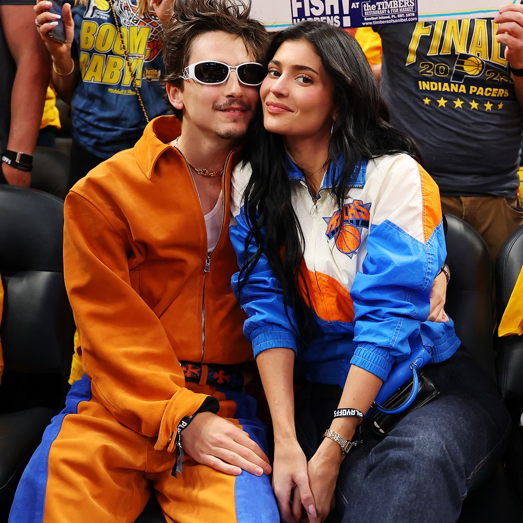 INDIANAPOLIS, INDIANA - MAY 31: Timothee Chalamet and Kylie Jenner attend Game Six of the Eastern Conference Finals of the 2025 NBA Playoffs between the New York Knicks and the Indiana Pacers at Gainbridge Fieldhouse on May 31, 2025 in Indianapolis, Indiana. NOTE TO USER: User expressly acknowledges and agrees that, by downloading and or using this photograph, User is consenting to the terms and conditions of the Getty Images License Agreement. (Photo by Gregory Shamus/Getty Images)