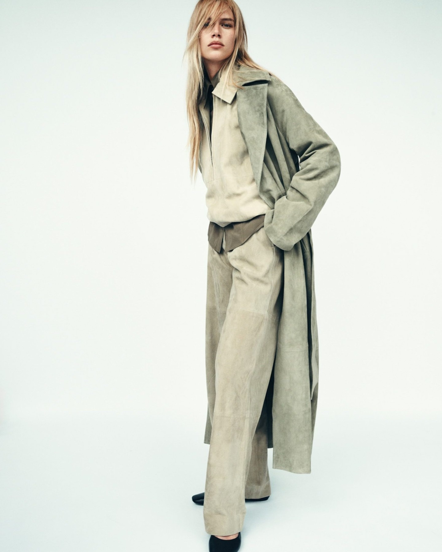 Model wears SRG Atelier suede jacket, bomber and pants.