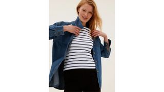 M&S Pure Cotton Striped Regular Fit Top|
