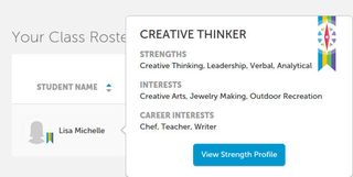 Thrively screenshot: Student profile