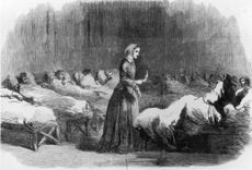 Florence Nightingale looks in on her patients