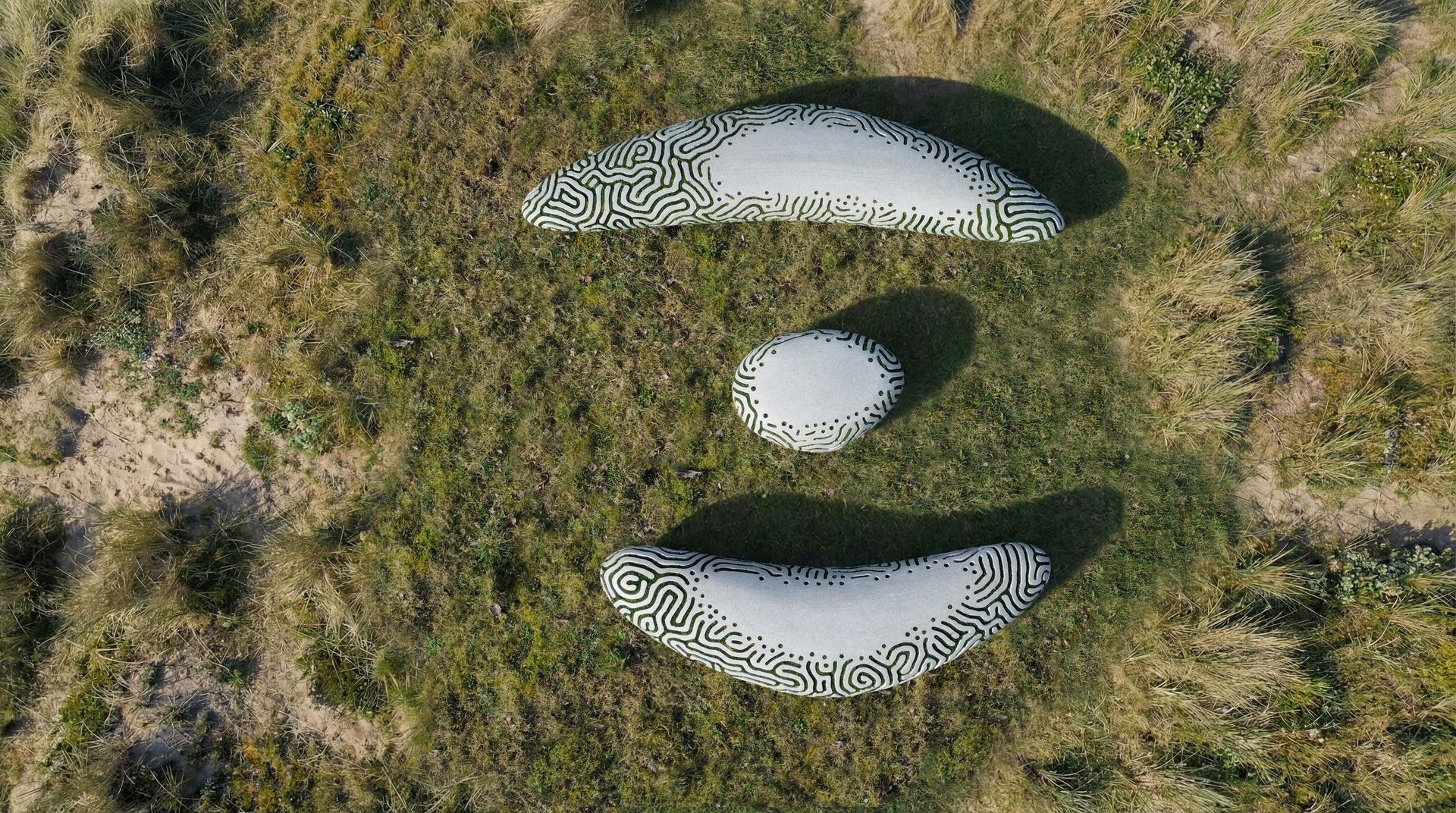Sculptural concrete furniture outdoors