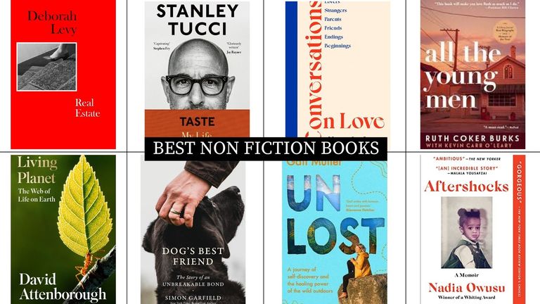 a collage image featuring eight of the books in w&h's best non-fiction books round up