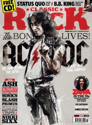 The cover of Classic Rock 212, featuring Bon Scott