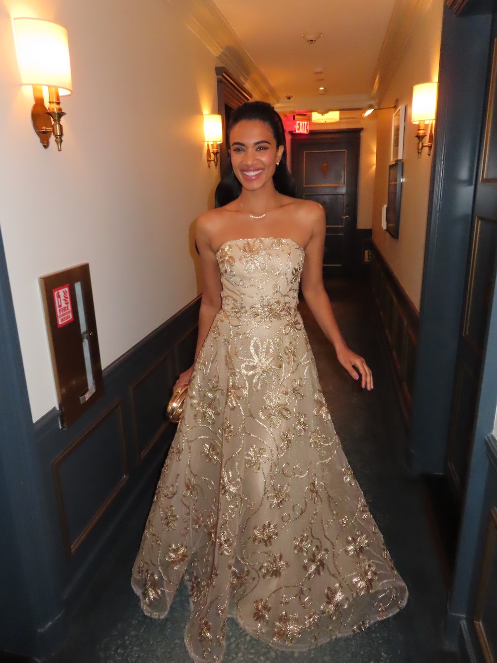 Supriya Ganesh in her Naeem Khan dress for the gold gala