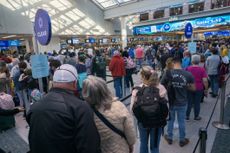 Busy airport security line