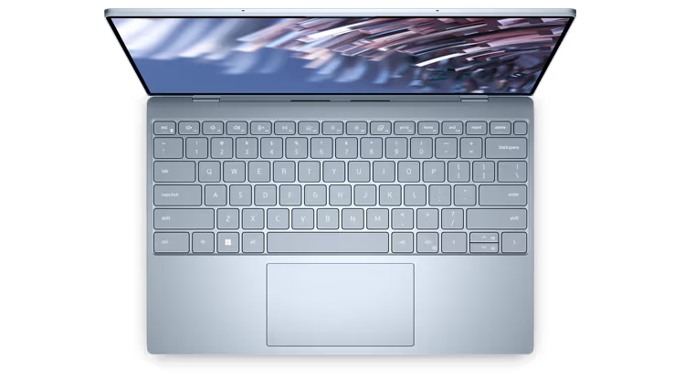 Overhead shot of the Dell XPS 13 2022 laptop focusing on the keyboard