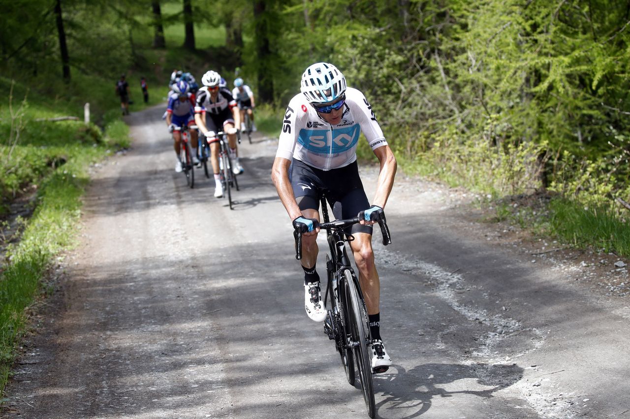 Chris Froome attacks on the Colle delle Finestre