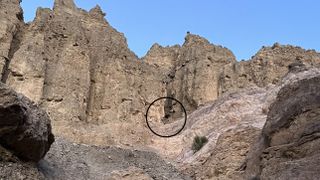 An image released by the NPS shows the location of the stranded hiker in Death Valley's Mosaic Canyon