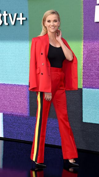 Reese Witherspoon in a red trousersuit
