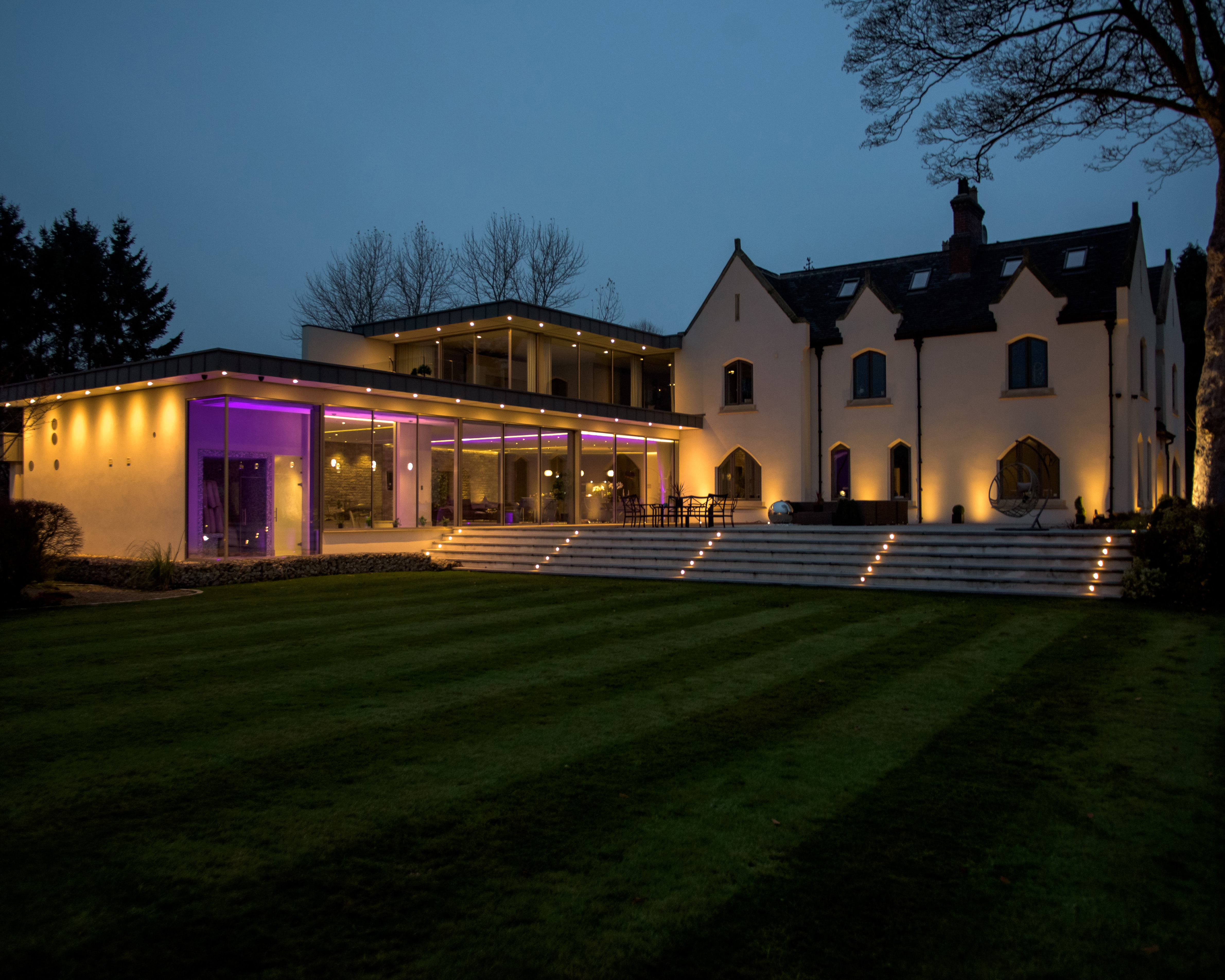 Exterior of a house at night