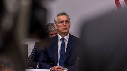 Nato Secretary General Jens Stoltenberg at a meeting about Ukraine at Nato headquarters