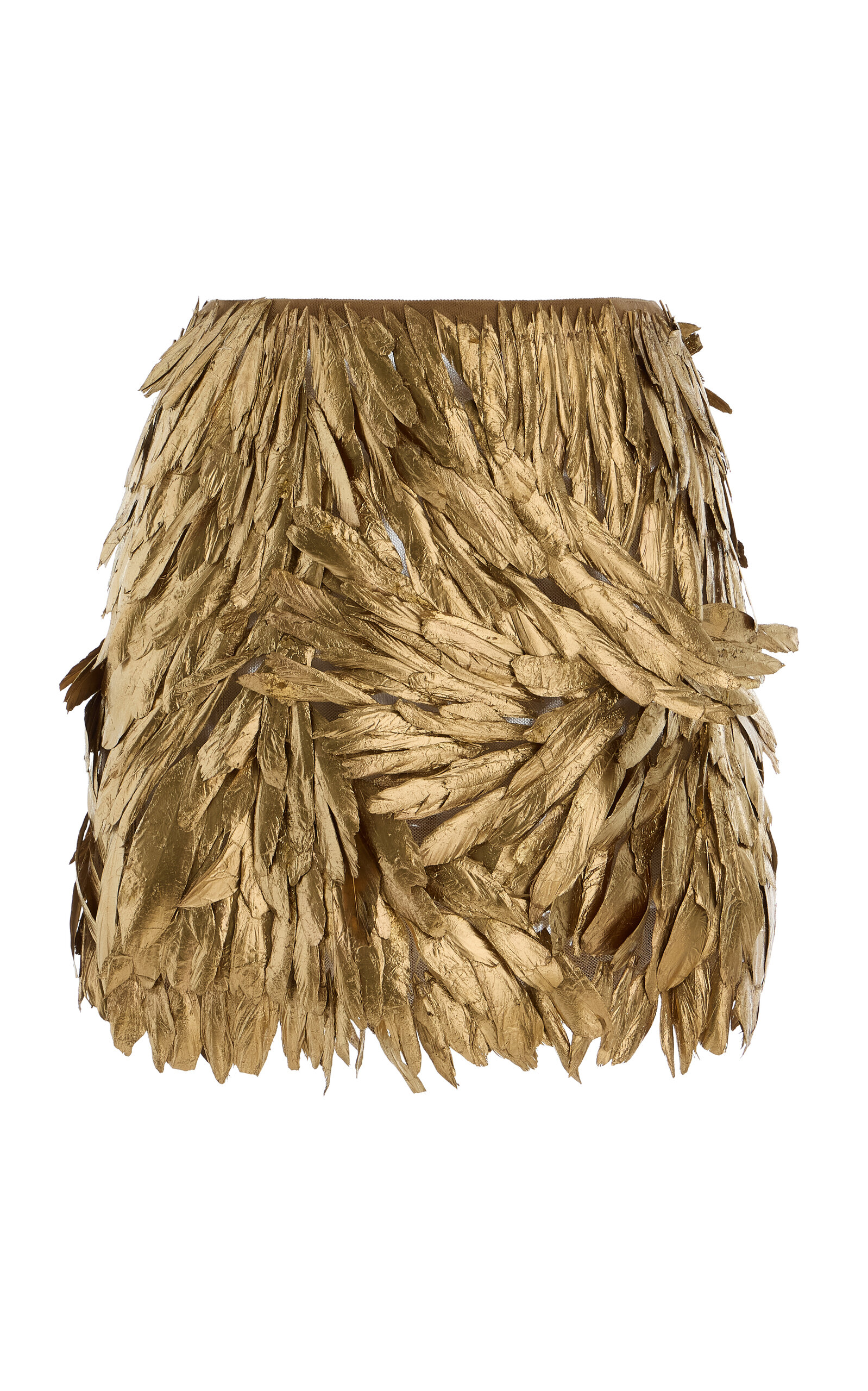 Exclusive Hand-Painted Feather-Embellished Tulle Mini Skirt