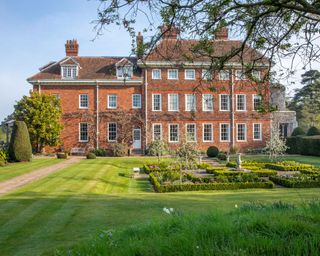 low maintenance parterre planted with tulips at Benington lordship in spring