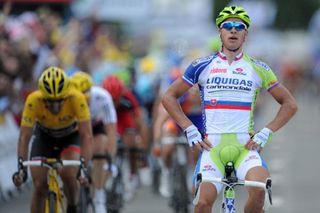 Peter Sagan (Liquigas-Cannondale) has won the Tour's opening road stage in Seraing, Belgium.