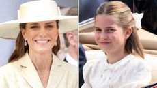 A composite of a picture of Kate Middleton on Garter Day and a picture of Princess Charlotte at Trooping the Colour