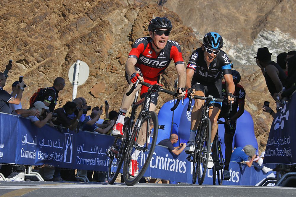 Brent Bookwalter (BMC) gives it everything on Hatta Dam