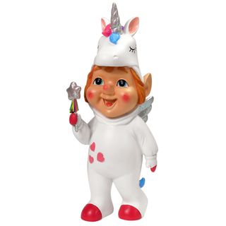 white unicorn gnome toy with white background