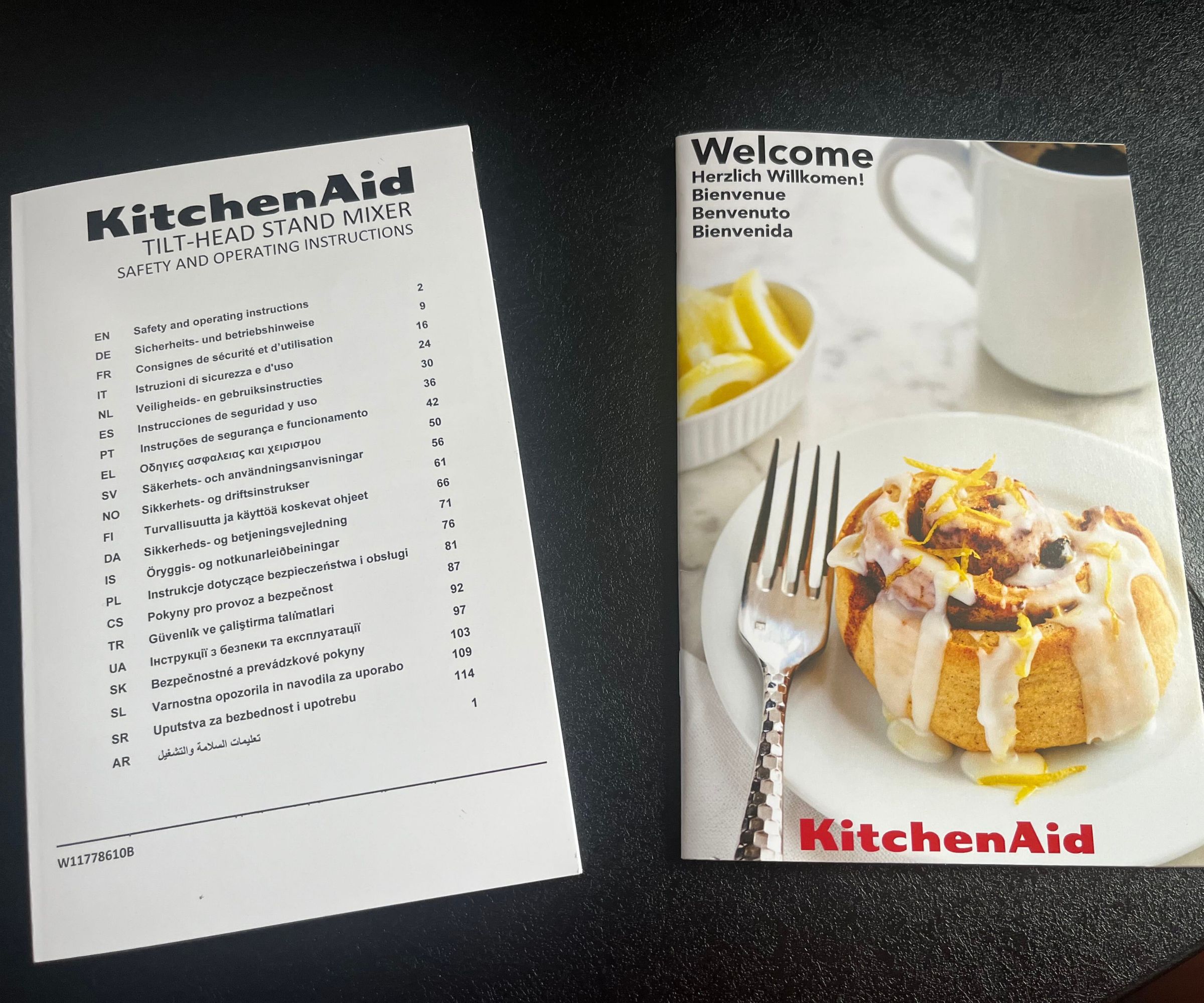 The included instruction manuals for the KitchenAid Artisan Plus Stand Mixer