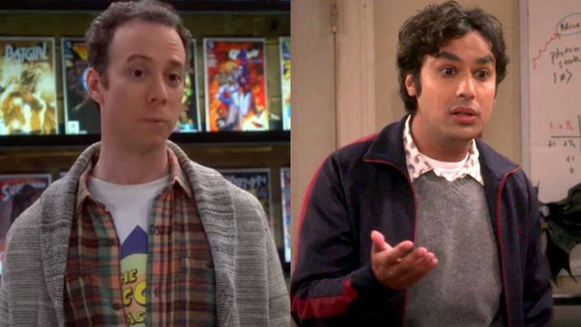 From L to R: Kevin Sussman as Stuart Bloom and Kunal Nayyar as Raj Koothrappali in The Big Bang Theory.