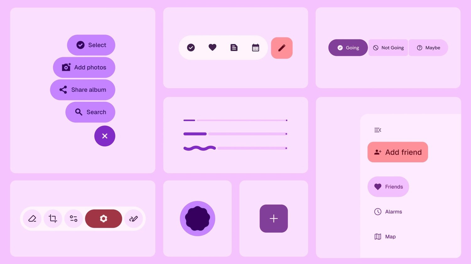 Leaked image of Google Material Expressive 3, showing sample elements