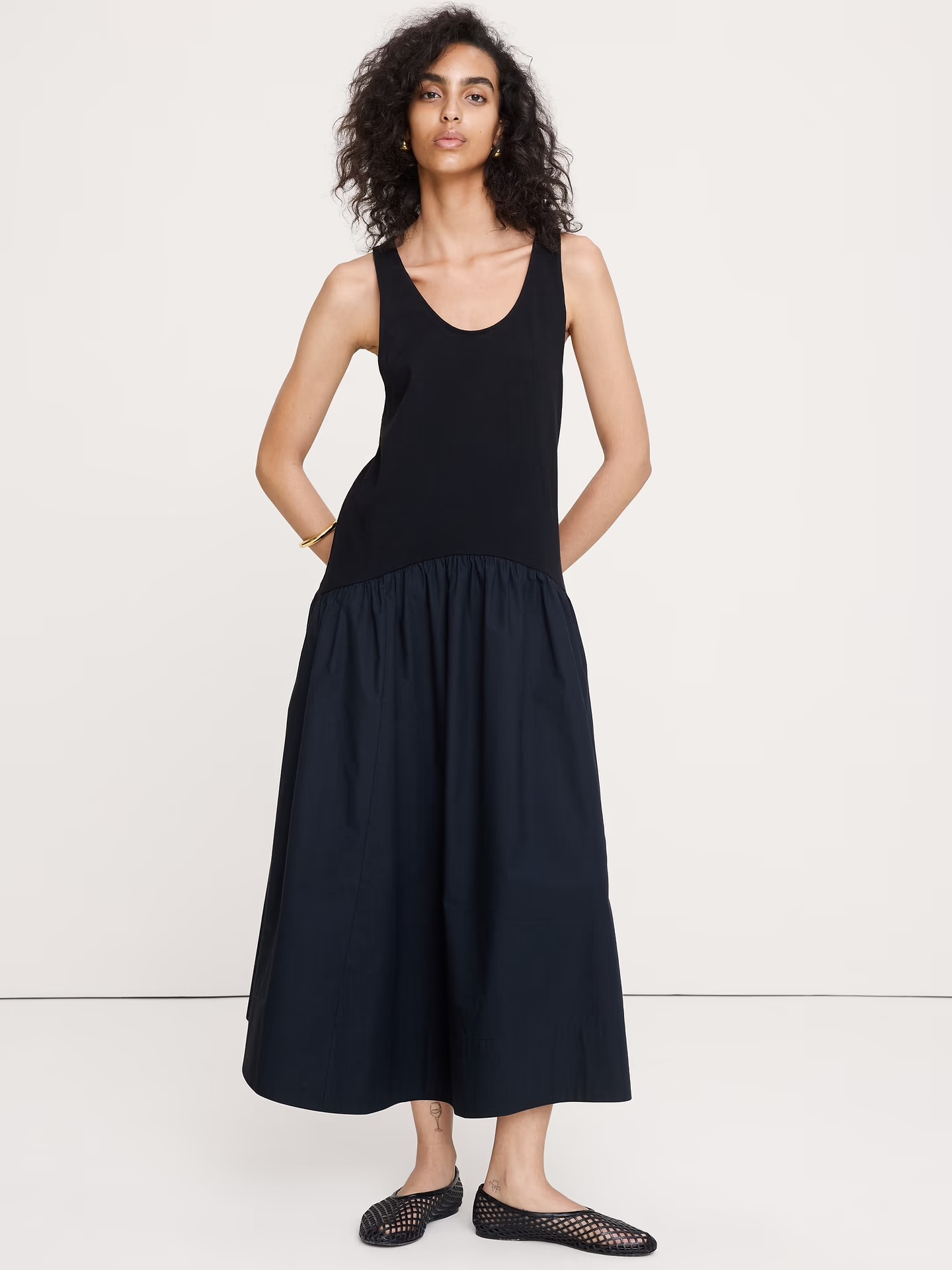 Banana Republic, Cotton Poplin + Jersey Midi Dress